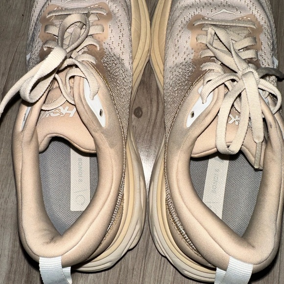 Hoka Cream Athletic Shoes with Cushioned Sole - Picture 6 of 7